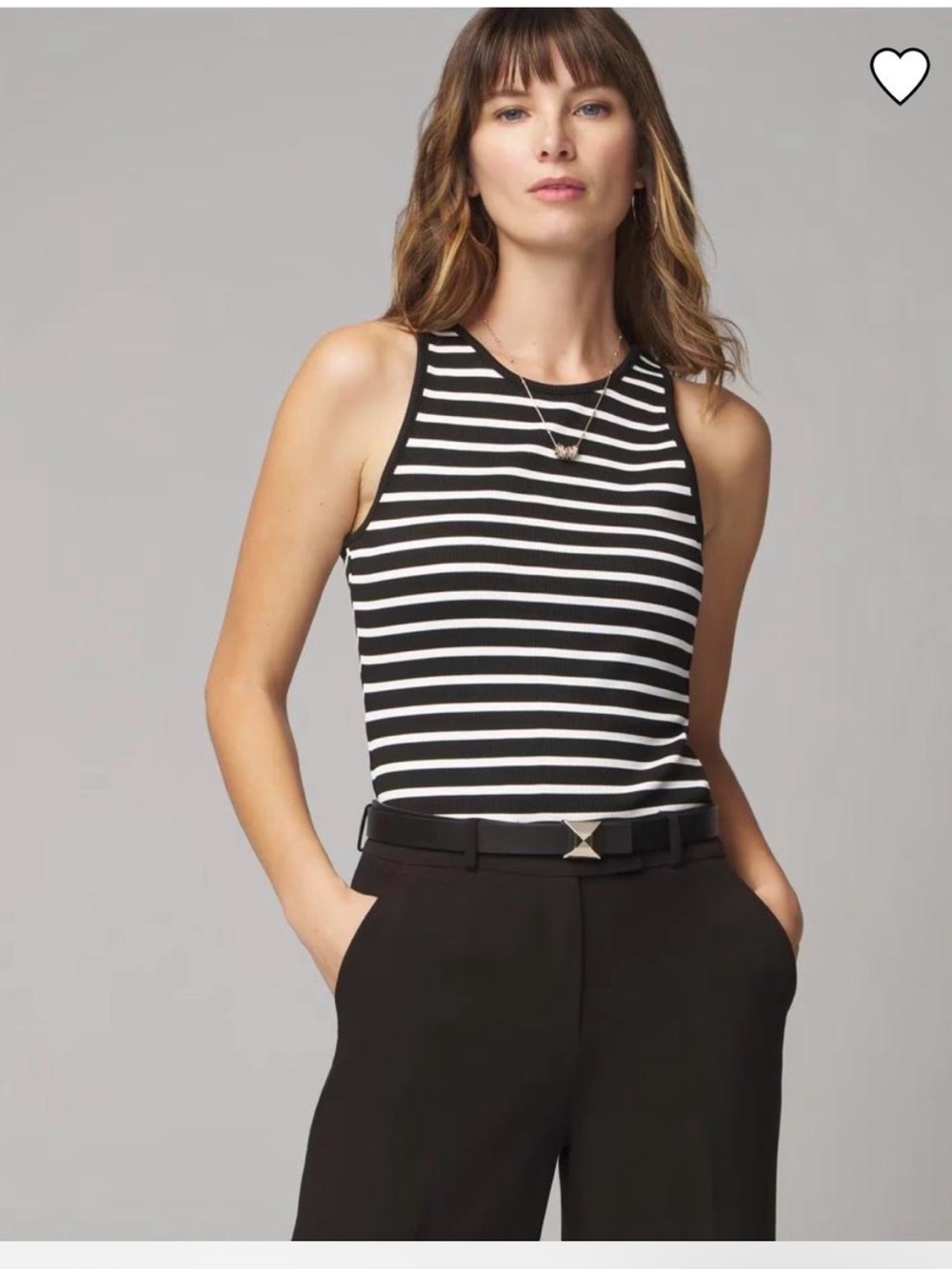 White House Black Market Black White Stripe Rib Tank XS